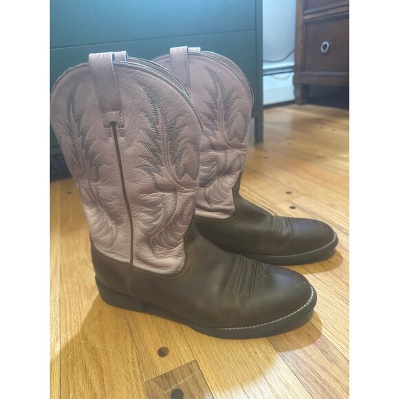 Ariat Women’s Sz 10 B Roper Boots Pink / Brown Leather - Picture 1 of 12